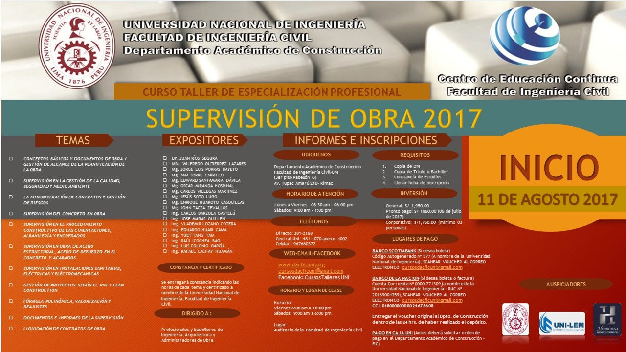 CURSO TALLER SUPERVISIÓN DE OBRA 2017