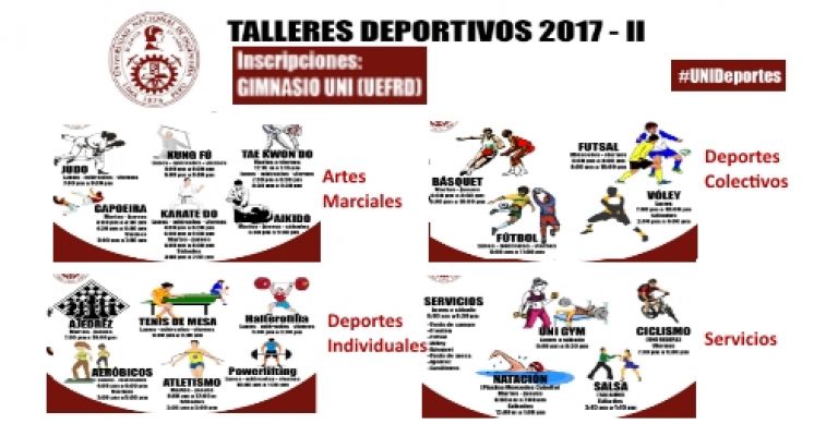 TALLERES DEPORTIVOS 2017-II EN LA UNI