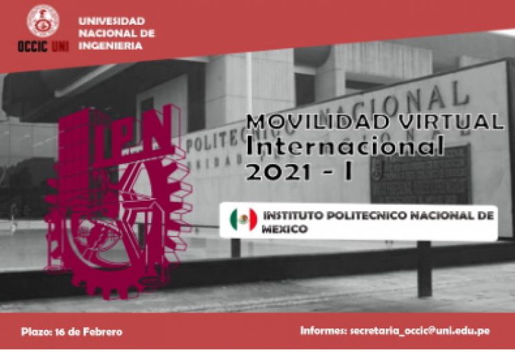 CONVOCATORIA DEL INSTITUTO POLITÉCNICO NACIONAL DE MÉXICO: MOVILIDAD VIRTUAL INTERNACIONAL 2021 - 1