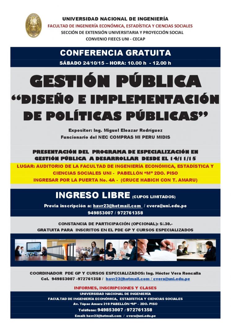 Conferencia Gratuita, Gestión Pública &quot;Diseño e Implementación de Políticas Públicas&quot;