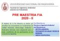 PRE MAESTRÍA 2020 - II de la Facultad de Ingeniería Ambiental - FIA