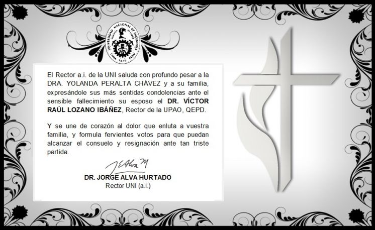 Condolencias por Fallecimiento del esposo de  la Dra. Yolanda Peralta Chávez