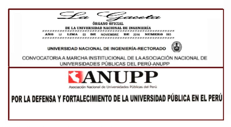 CONVOCATORIA A MARCHA INSTITUCIONAL DE LA ASOCIACIÓN NACIONAL DE UNIVERSIDADES PÚBLICAS - ANUPP