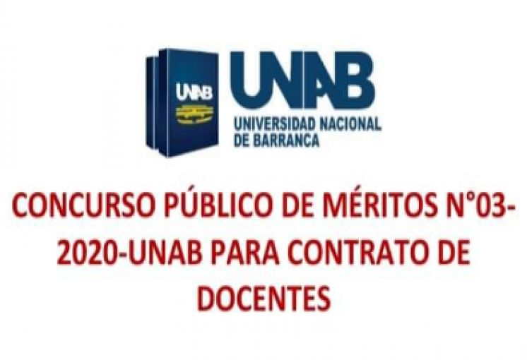 CONCURSO PÚBLICO DE MÉRITOS N° 03-2020-UNAB PARA CONTRATO DE DOCENTES