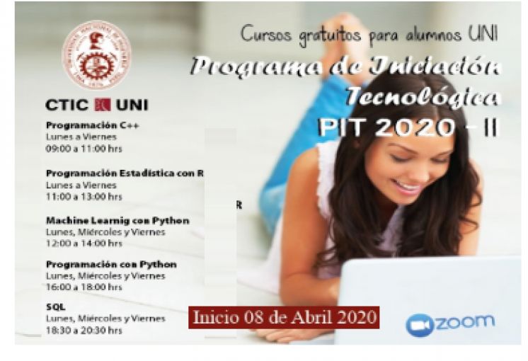 Cursos GRATUITOS para Alumnos UNI: Programa de Iniciación Tecnológica PIT 2020 - II