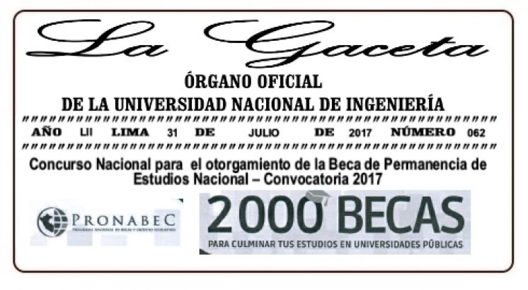 GACETA N° 062: Concurso Nacional para el otorgamiento de la Beca de Permanencia de Estudios Nacional – Convocatoria 2017