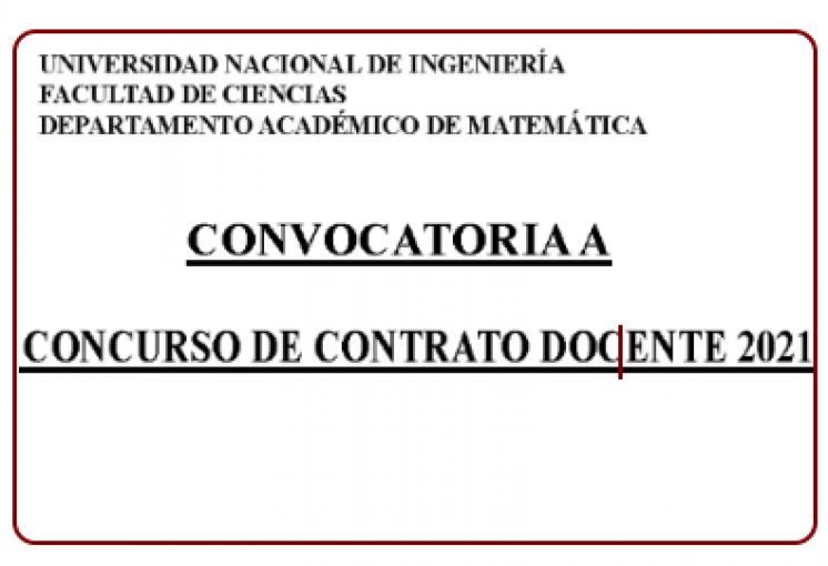 Convocatoria de Contrato Docente para el año 2021-1 de la Facultad de Ciencias de la UNI
