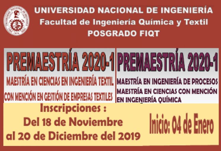 PRE-MAESTRIAS   2020-1 - Posgrado FIQT