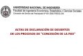 ACTAS DE DECLARACIÓN DE DESIERTOS DE LOS PROCESOS DE &quot;CONCESIÓN DE LA FIEE&quot;