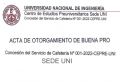 ACTA DE OTORGAMIENTO DE BUENA PRO - Concesión del Servicio de Cafetería N°001-CEPRE-UNI-Sede UNI