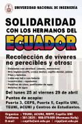 Campaña de Solidaridad con nuestros hermanos del Ecuador.