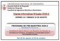 CHARLAS Y PROGRAMA DE PRE-MAESTRÍA 2020-2 DE LA UNIDAD DE POSGRADO FIEE