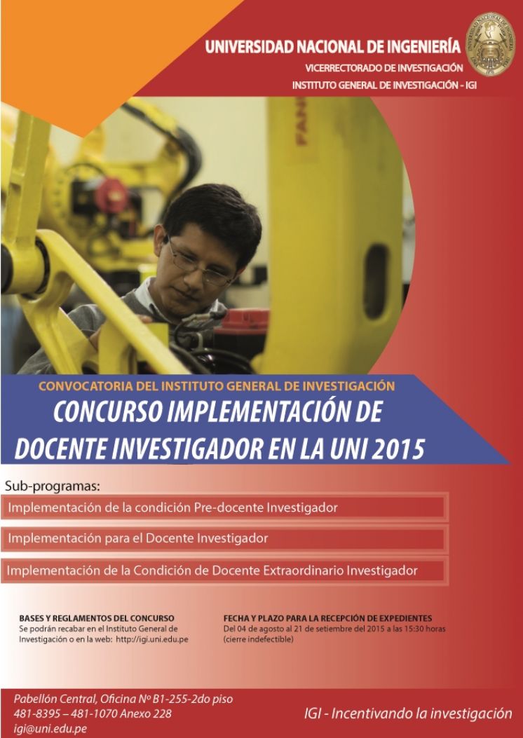 Concurso Implementación de Docente Investigador en la UNI 2015
