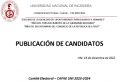 COMITÉ ELECTORAL CAFAE: PUBLICACIÓN DE CANDIDATOS DE ELECCIONES CAFAE-UNI 2023-2024