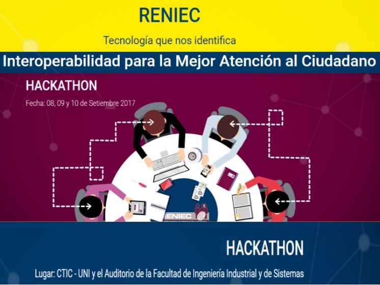 RENIEC, presenta la primera Hackathon denominada &quot;INTEROPERABILIDAD PARA LA MEJOR ATENCIÓN AL CIUDADANO&quot;