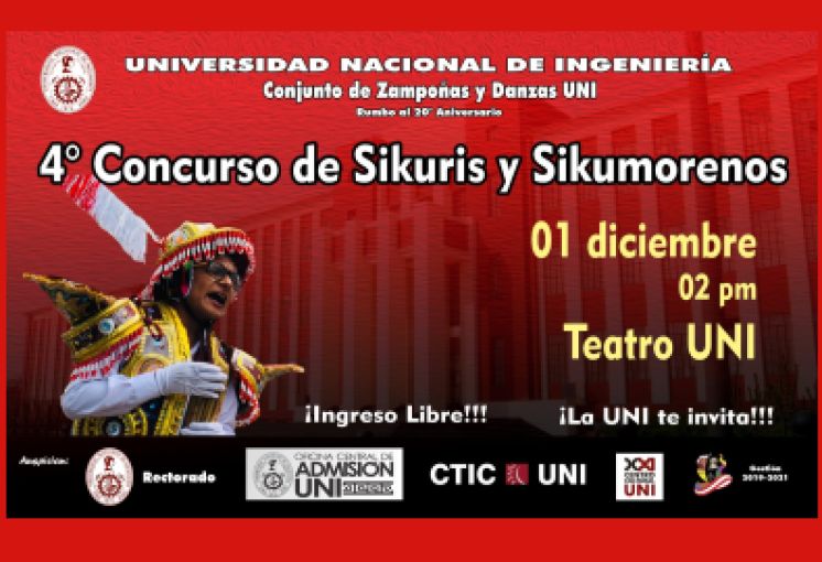 4°Concurso de Sikuris y Sikumorenos a realizarse el domingo  1° de diciembre a las 2:00 pm en el Gran Teatro UNI